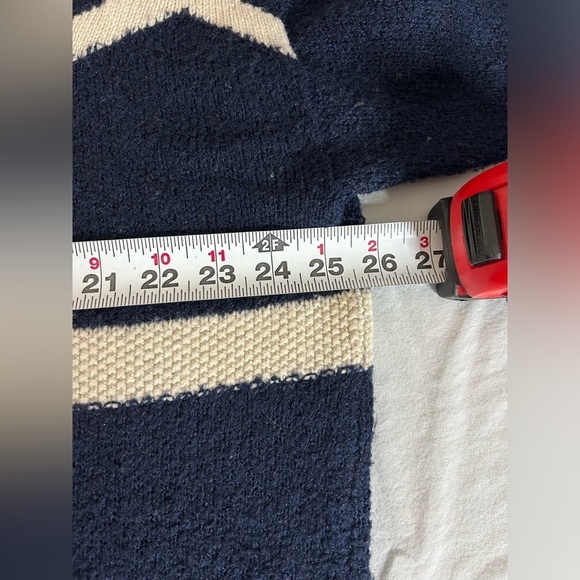 Lauren Ralph Lauren Navy Blue Cream Chevron Wool Blend Sweater Women’s 3X - Picture 8 of 12